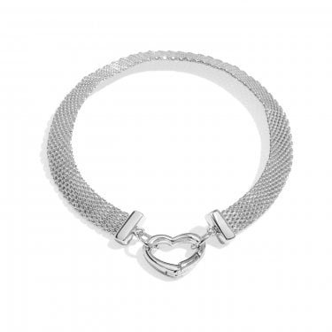 Joma Jewellery Bracelet Bar Heart Clasp Mesh Bracelet 18cm 