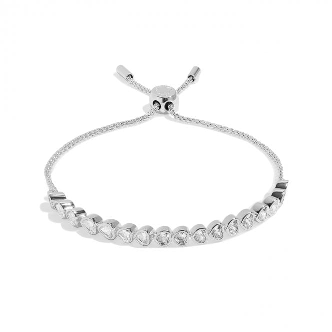 Joma Jewellery  Bracelet Bar Heart CZ Adjustable Slider Tennis Bracelet 12 - 24.5cm 