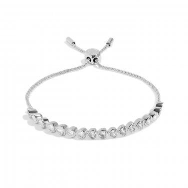 Joma Jewellery Bracelet Bar Heart CZ Adjustable Slider Tennis Bracelet 12 - 24.5cm 