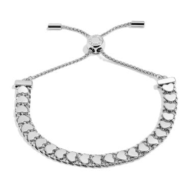 Joma Jewellery Bracelet Bar Heart Silver Tone Chain Bracelet 24.5cm