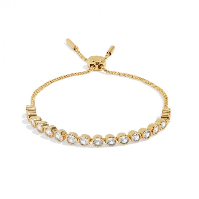 Joma Jewellery  Bracelet Bar Round CZ Gold Tone Adjustable Slider Tennis Bracelet 12 - 24.5cm