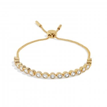 Joma Jewellery Bracelet Bar Round CZ Gold Tone Adjustable Slider Tennis Bracelet 12 - 24.5cm