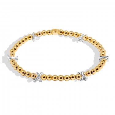 Joma Jewellery Bracelet Bar Silver Kisses Two Tone Bracelet 17.5cm Stretch  