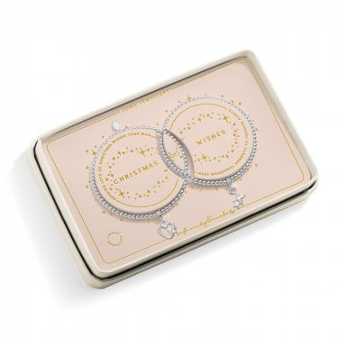 Joma Jewellery Christmas Linked Infinity 'Christmas Wishes' Bracelets 17.5cm Stretch  