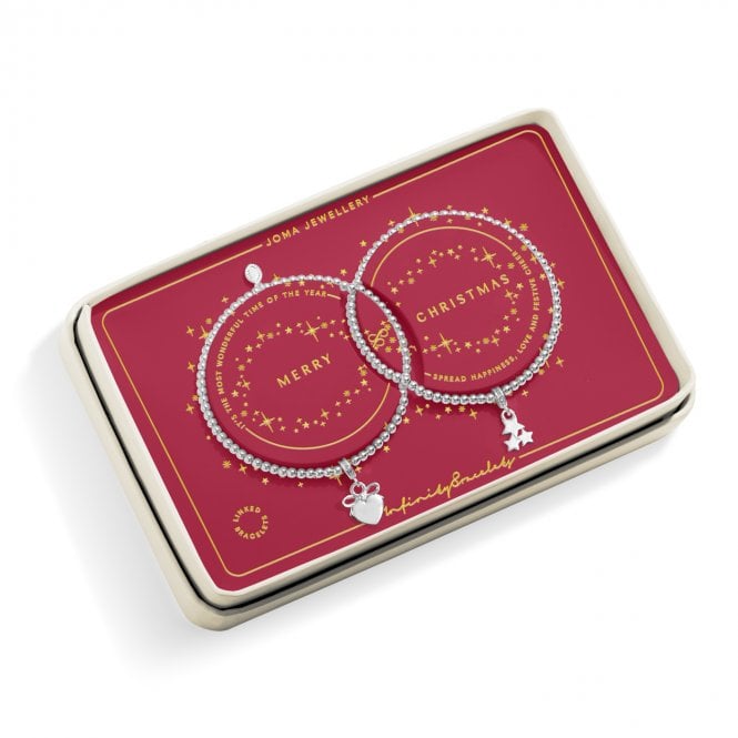 Joma Jewellery  Christmas Linked Infinity 'Merry Christmas' Bracelets 17.5cm Stretch  