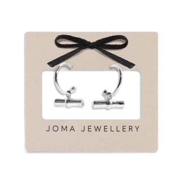 Joma Jewellery Classic Collection Silver Tone T-Bar Hoop Earrings
