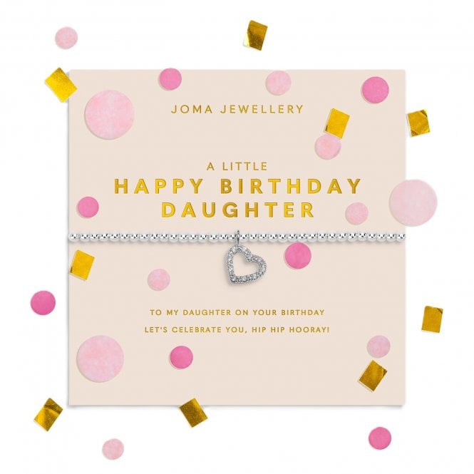Joma Jewellery  Confetti A Little 'Happy Birthday Daughter' Silver Tone Bracelet 17.5cm Stretch