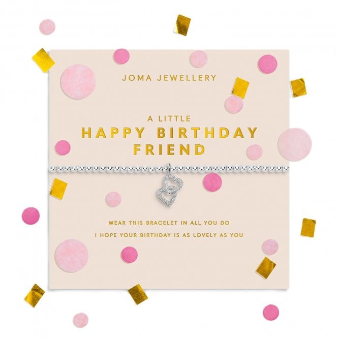 Joma Jewellery  Confetti A Little 'Happy Birthday Friend' Silver Tone Bracelet 17.5cm Stretch