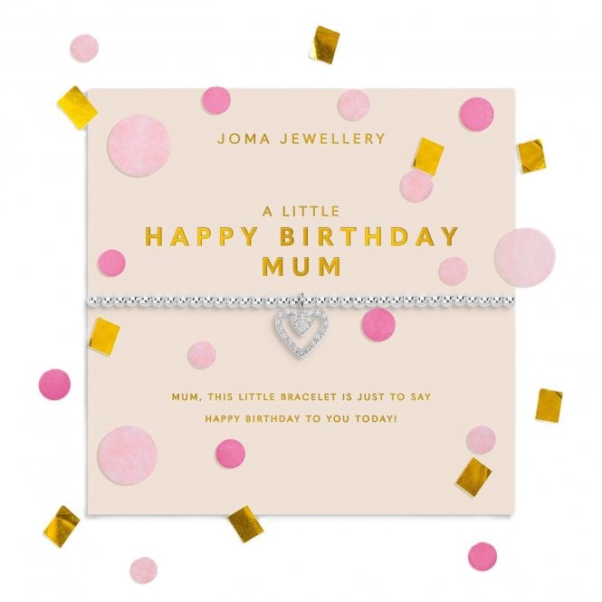 Joma Jewellery  Confetti A Little 'Happy Birthday Mum' Silver Tone Bracelet 17.5cm Stretch