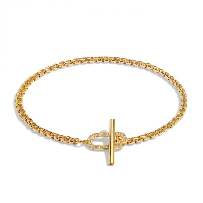 Joma Jewellery  Evermore CZ Oval Gold Tone T-Bar Bracelet 18.5cm 