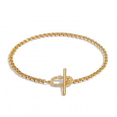 Joma Jewellery Evermore CZ Oval Gold Tone T-Bar Bracelet 18.5cm 