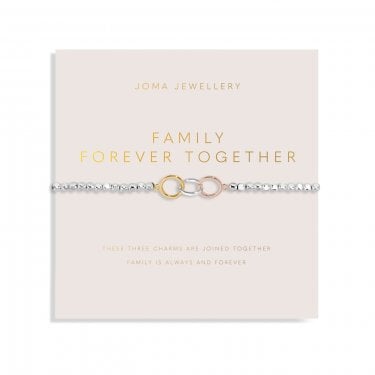 Joma Jewellery Forever Yours 'Family Forever Together' Trio Tone Bracelet 17.5cm Stretch