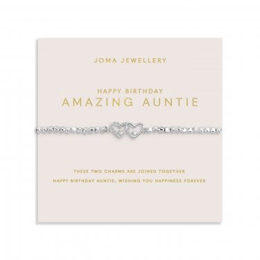 Joma Jewellery Forever Yours 'Happy Birthday Amazing Auntie' Bracelet 17.5cm Stretch 