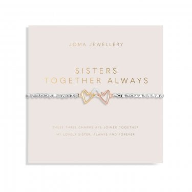 Joma Jewellery Forever Yours 'Sister Together Always' Trio Tone Bracelet 17.5cm Stretch  