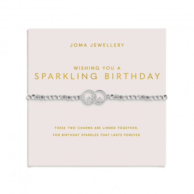Joma Jewellery  Forever Yours 'Wishing You A Sparkling Birthday' Silver Tone Bracelet 17.5cm Stretch