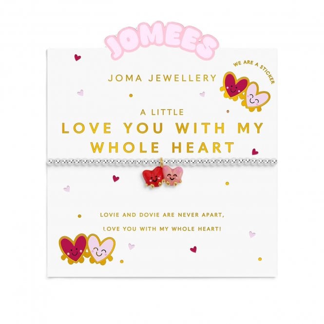 Joma Jewellery  Kids' A Little Jomees 'Love You With My Whole Heart' Two Tone Bracelet 15.5cm Stretch
