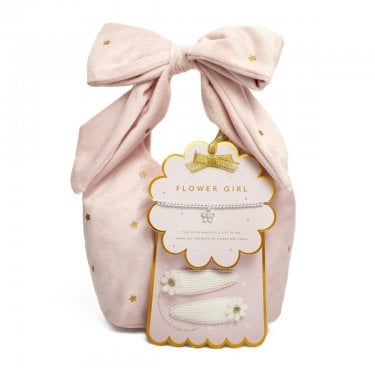 Joma Jewellery Kids' Bow Bag and A Little 'Flower Girl' Bracelet Gift Set 15.5cm Stretch