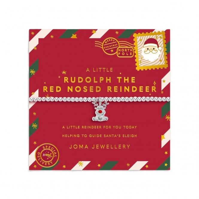 Joma Jewellery  Kids' Christmas A Little 'Rudolph The Red Nosed Reindeer' Bracelet 15.5cm Stretch