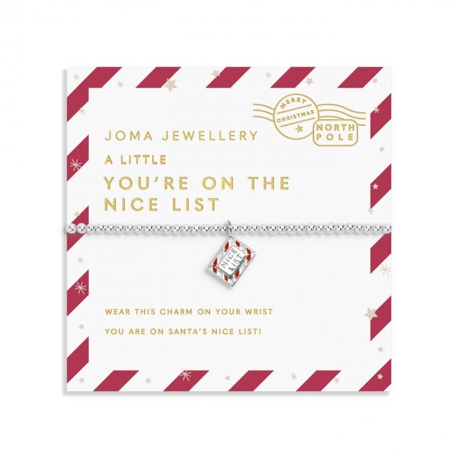 Joma Jewellery  Kids Christmas Love From Santa 'You're On The Nice List' Bracelet 15.5cm Stretch 