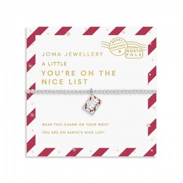 Joma Jewellery Kids Christmas Love From Santa 'You're On The Nice List' Bracelet 15.5cm Stretch 