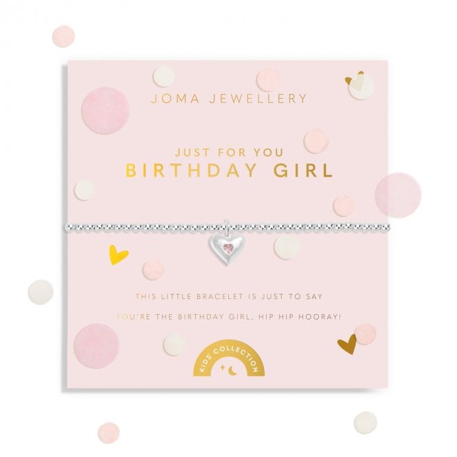 Joma Jewellery  Kids Confetti A Little 'Just For You Birthday Girl' Bracelet 15.5cm Stretch