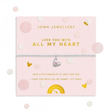 Joma Jewellery Kids' Confetti A Little 'Love You With All My Heart' Bracelet 15.5cm Stretch
