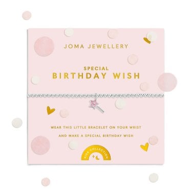 Joma Jewellery Kids' Confetti A Little 'Special Birthday Wish' Silver Tone Bracelet 15.5cm Stretch