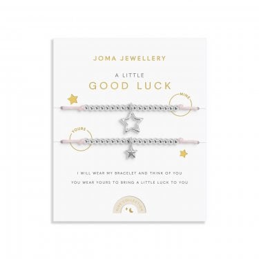 Joma Jewellery Kids Duo A Little 'Good Luck' Adjustable Slider Bracelets 22.5cm, 24.5cm 