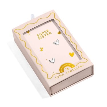 Joma Jewellery Kids' Moments To Shine 'Super Sister' Silver Tone Earrings
