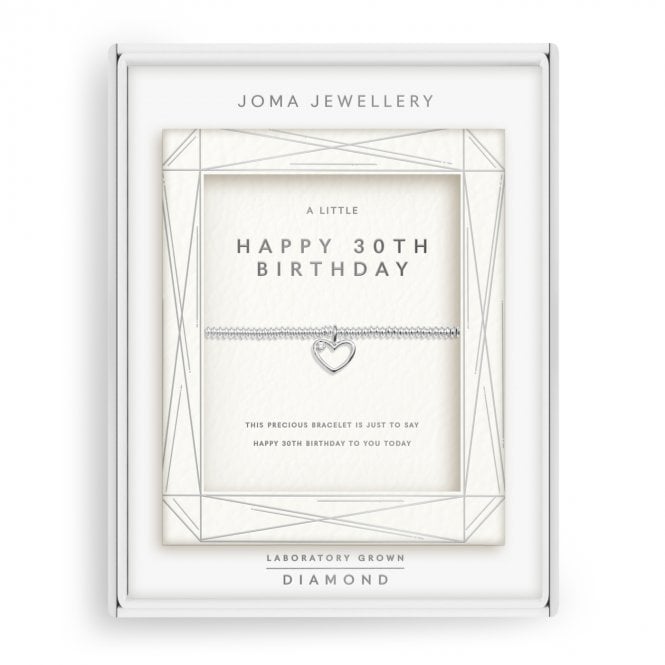 Joma Jewellery  Lab Grown Diamonds 'Happy 30th Birthday' Bracelet 17.5cm Stretch 