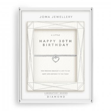 Joma Jewellery Lab Grown Diamonds 'Happy 30th Birthday' Bracelet 17.5cm Stretch 