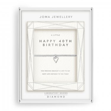 Joma Jewellery Lab Grown Diamonds 'Happy 40th Birthday' Bracelet 17.5cm Stretch 