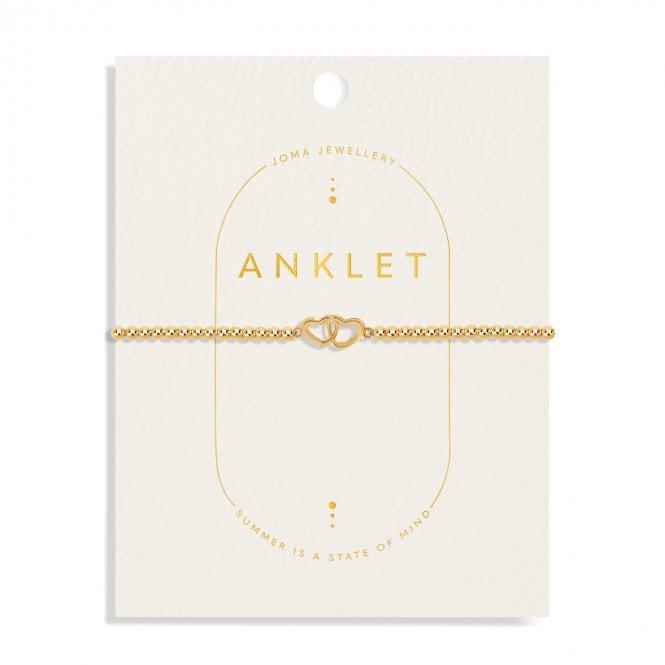 Joma Jewellery  Linked Heart Gold Tone Anklet 23cm  
