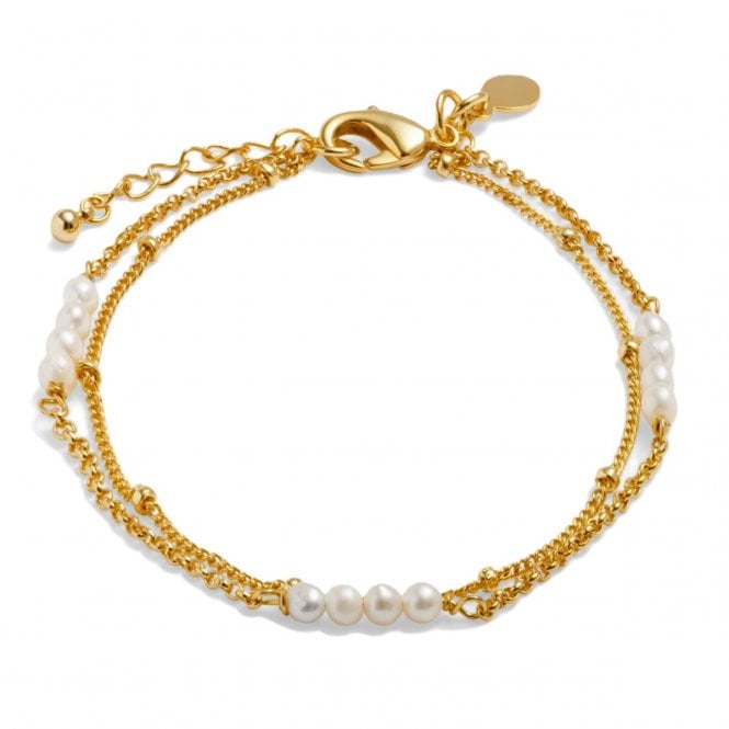 Joma Jewellery  Loved By You Double Layered Pearl Chain Gold Tone Bracelet 18cm + 3cm