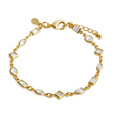 Joma Jewellery Loved By You Gold Tone Multi CZ Chain Bracelet 18+3cm