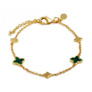 Joma Jewellery Loved By You Green Clover Gold Tone Bracelet 18cm + 3cm