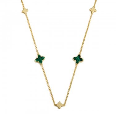 Joma Jewellery Loved By You Green Clover Gold Tone Necklace 46cm + 5cm