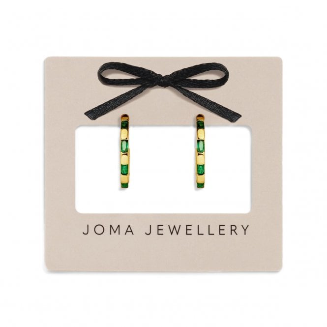 Joma Jewellery  Loved By You Green CZ Gold Tone Hoop Earrings