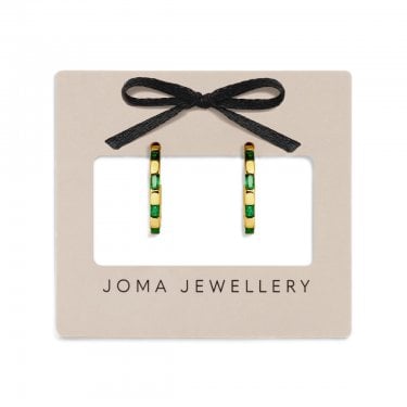 Joma Jewellery Loved By You Green CZ Gold Tone Hoop Earrings