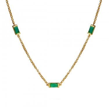 Joma Jewellery Loved By You Green CZ Gold Tone Necklace 46cm + 5cm