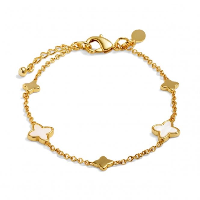 Joma Jewellery  Loved By You Mother Of Pearl Clover Gold Tone Bracelet 18cm + 3cm 