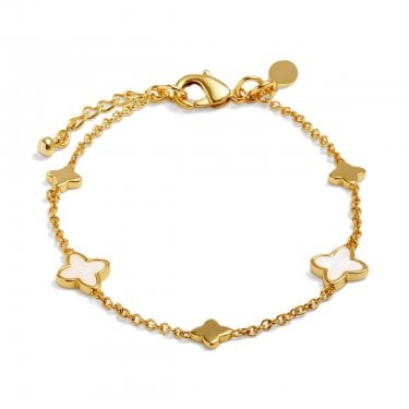 Joma Jewellery Loved By You Mother Of Pearl Clover Gold Tone Bracelet 18cm + 3cm 