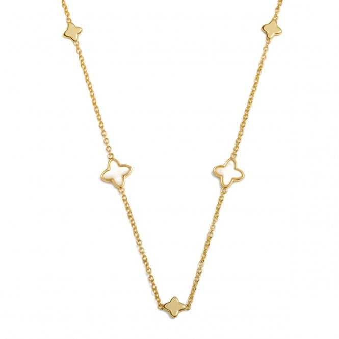 Joma Jewellery  Loved By You Mother Of Pearl Clover Gold Tone Necklace 46cm + 5cm