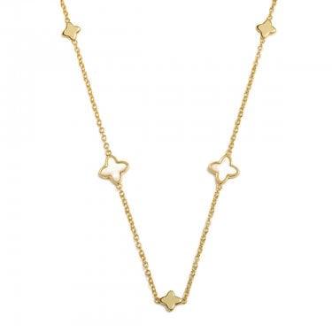 Joma Jewellery Loved By You Mother Of Pearl Clover Gold Tone Necklace 46cm + 5cm
