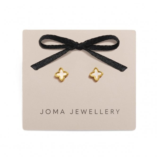 Joma Jewellery  Loved By You Mother Of Pearl Clover Gold Tone Stud Earrings