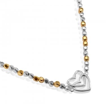 Joma Jewellery Reva Double Heart Two Tone Necklace 46cm + 5cm