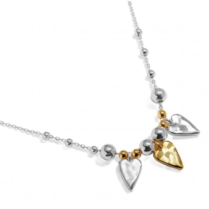 Joma Jewellery  Reva Triple Textured Hearts Two Tone Necklace 46cm + 5cm 