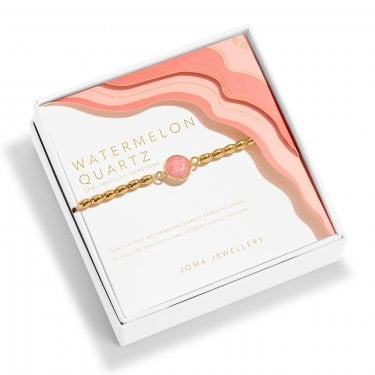 Joma Jewellery Serenity Stones Watermelon Quartz Gold Tone Bracelet 17.5cm Stretch 