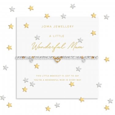 Joma Jewellery Sparkle Confetti A Little 'Wonderful Mum' Two Tone Bracelet 17.5cm Stretch 