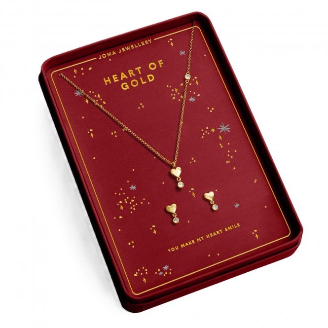 Joma Jewellery  With Love 'Heart Of Gold' Necklace and Earrings Set 46cm + 5cm